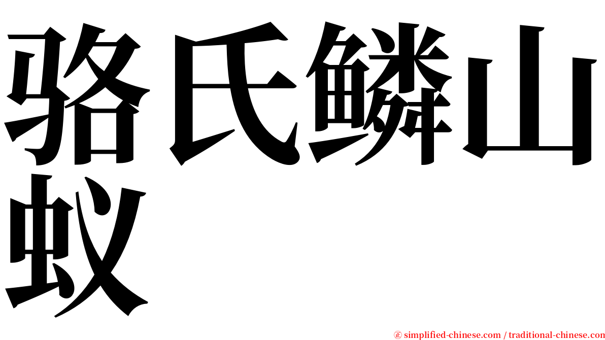 骆氏鳞山蚁 serif font