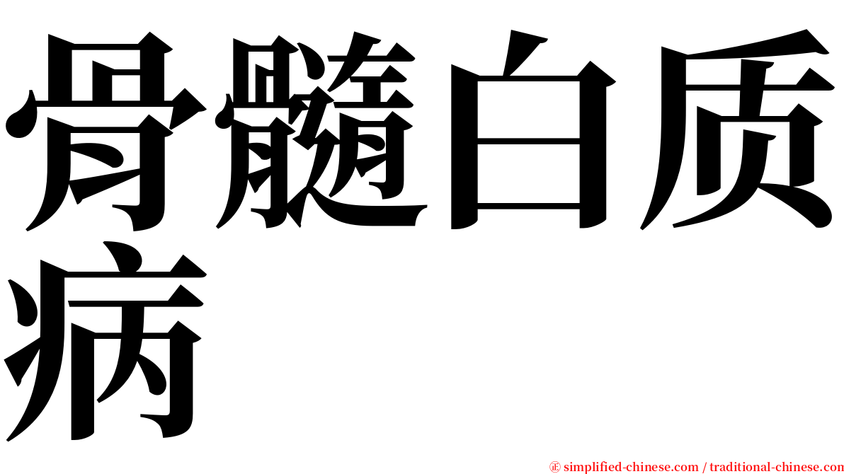 骨髓白质病 serif font