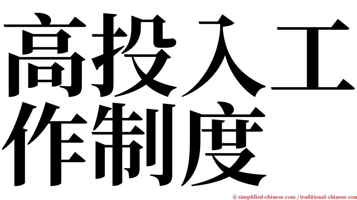 高投入工作制度 serif font