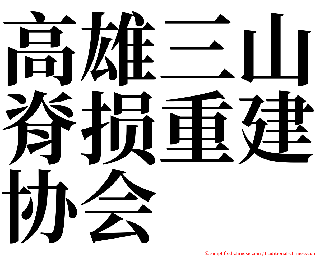 高雄三山脊损重建协会 serif font