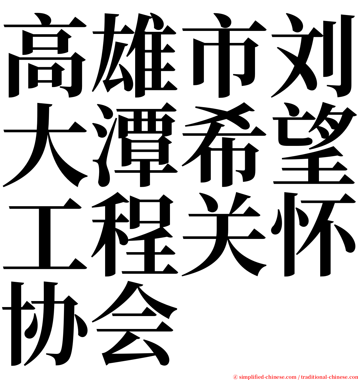 高雄市刘大潭希望工程关怀协会 serif font