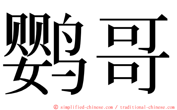 鹦哥 ming font