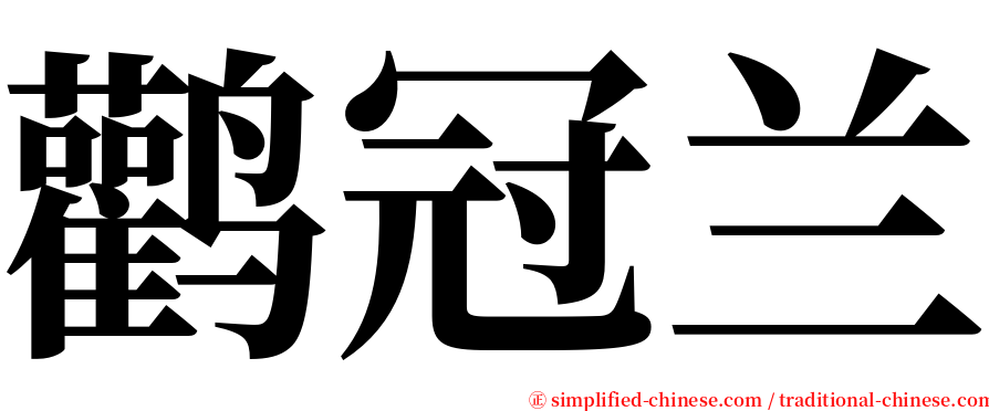 鹳冠兰 serif font