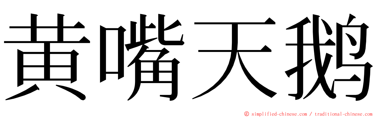 黄嘴天鹅 ming font