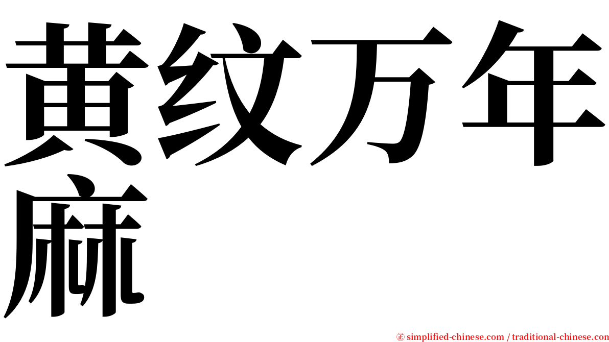 黄纹万年麻 serif font