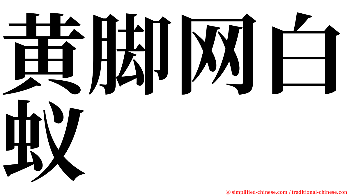 黄脚网白蚁 serif font