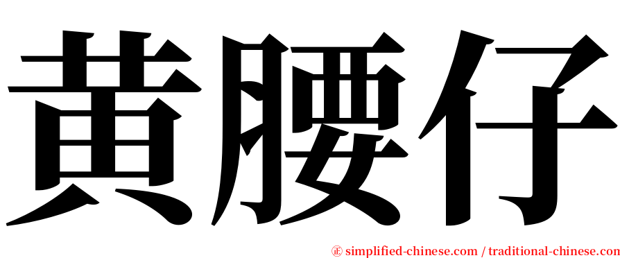 黄腰仔 serif font