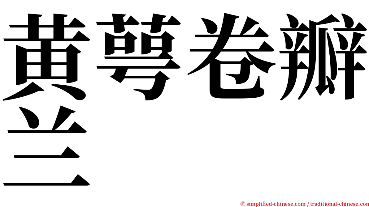 黄萼卷瓣兰 serif font