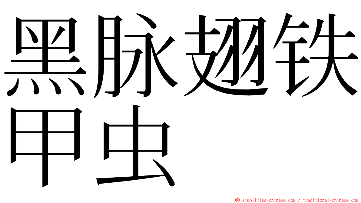 黑脉翅铁甲虫 ming font