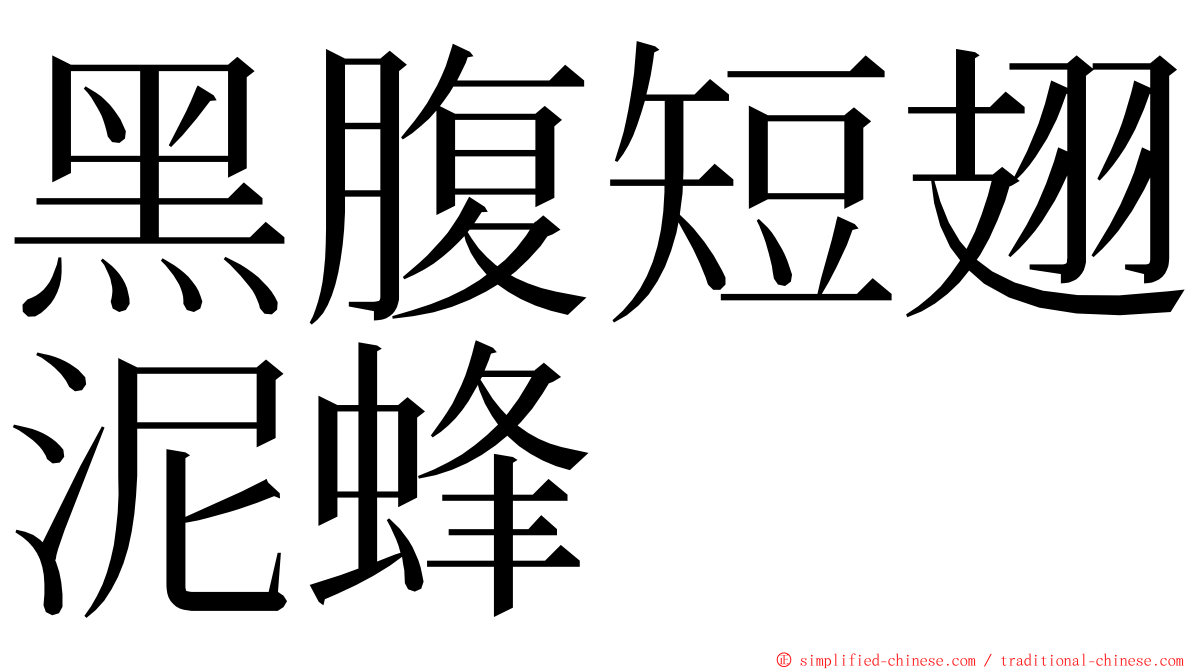 黑腹短翅泥蜂 ming font