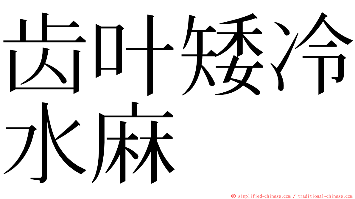 齿叶矮冷水麻 ming font