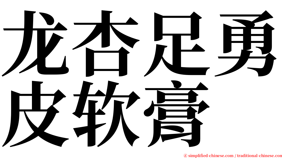 龙杏足勇皮软膏 serif font