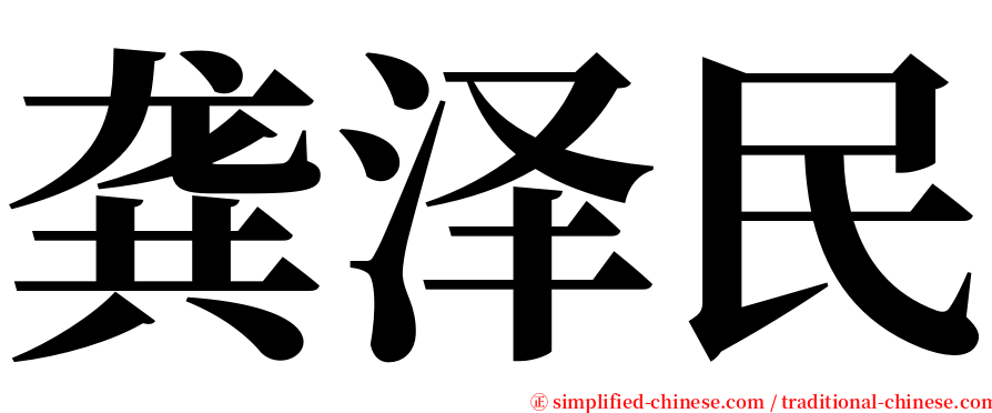 龚泽民 serif font