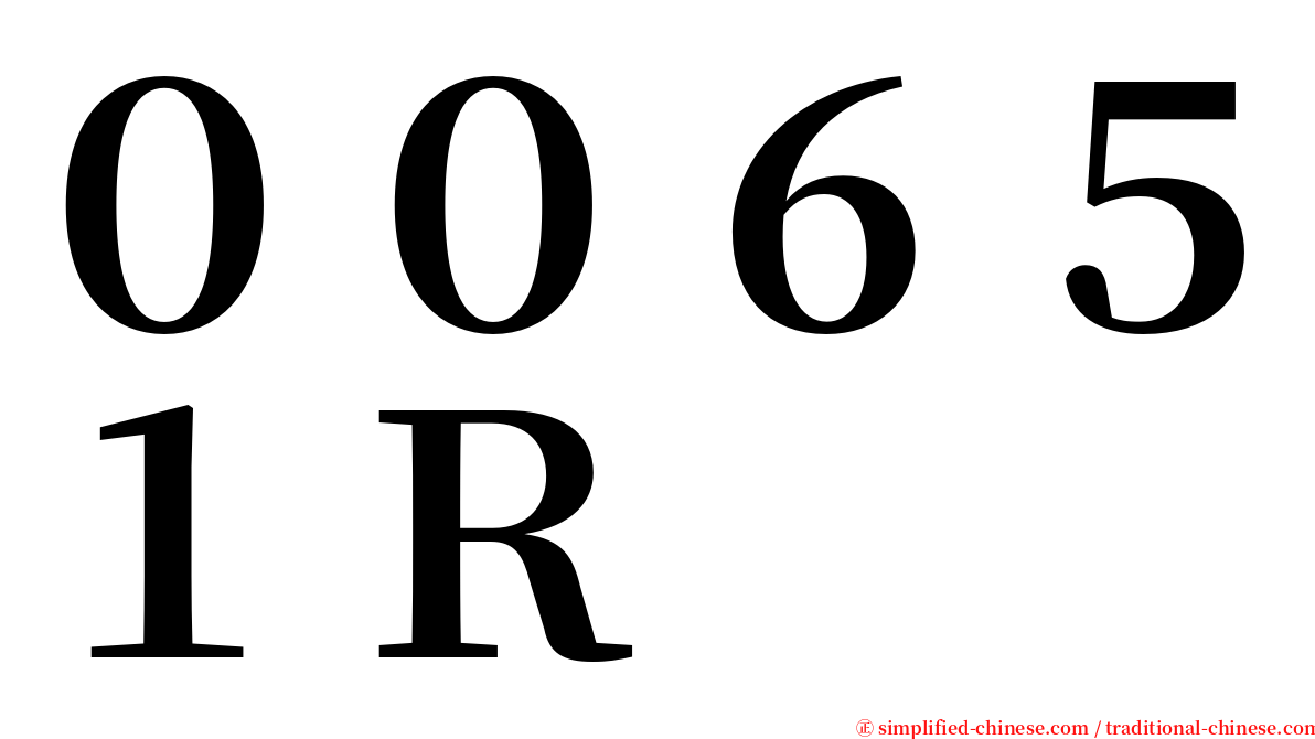 ００６５１Ｒ serif font