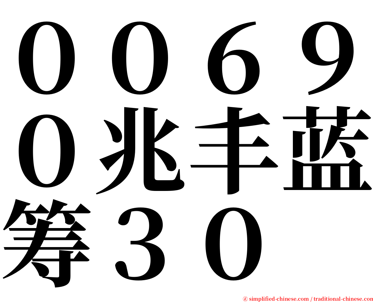 ００６９０兆丰蓝筹３０ serif font