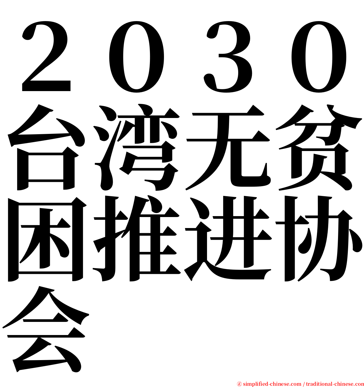 ２０３０台湾无贫困推进协会 serif font