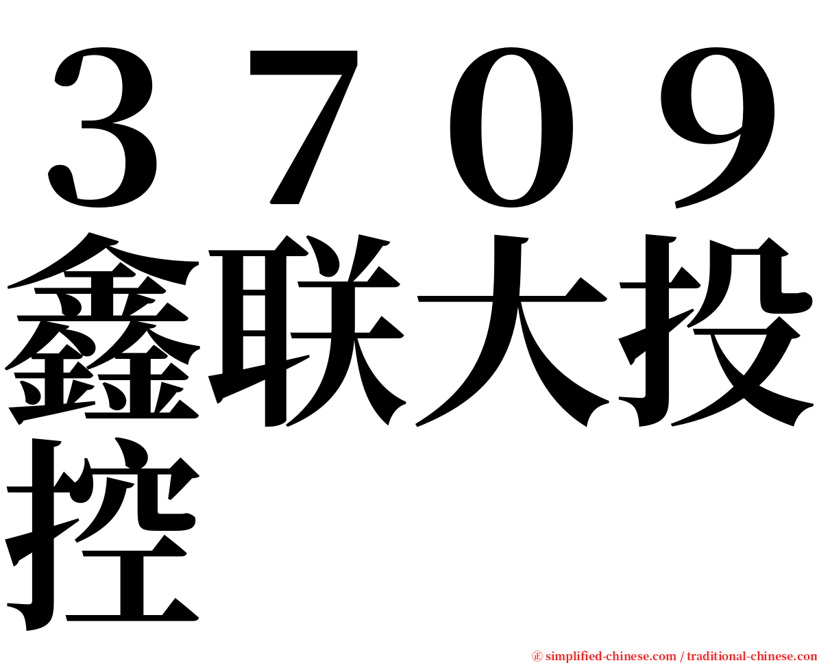 ３７０９鑫联大投控 serif font