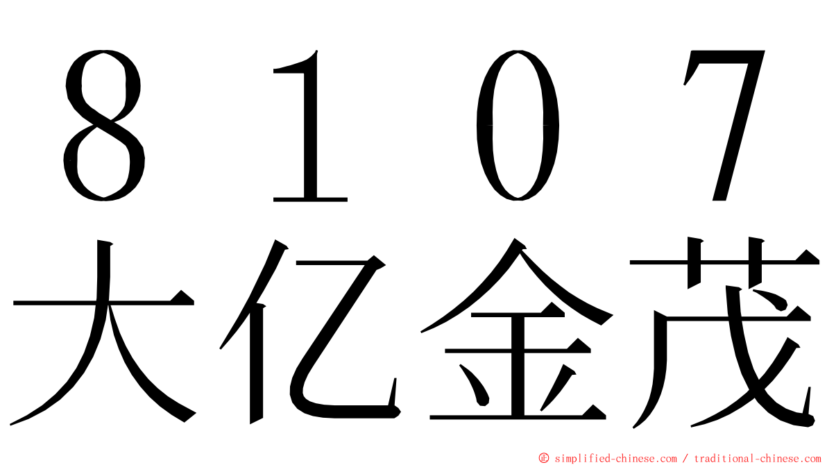 ８１０７大亿金茂 ming font