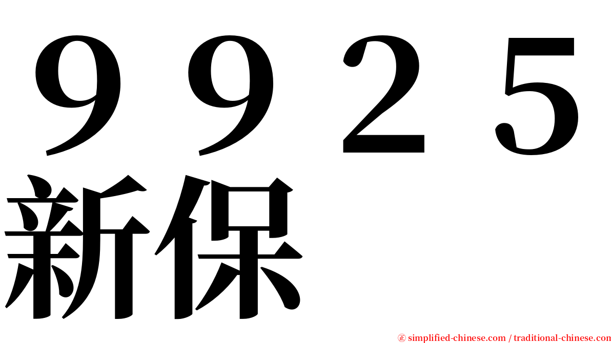 ９９２５新保 serif font