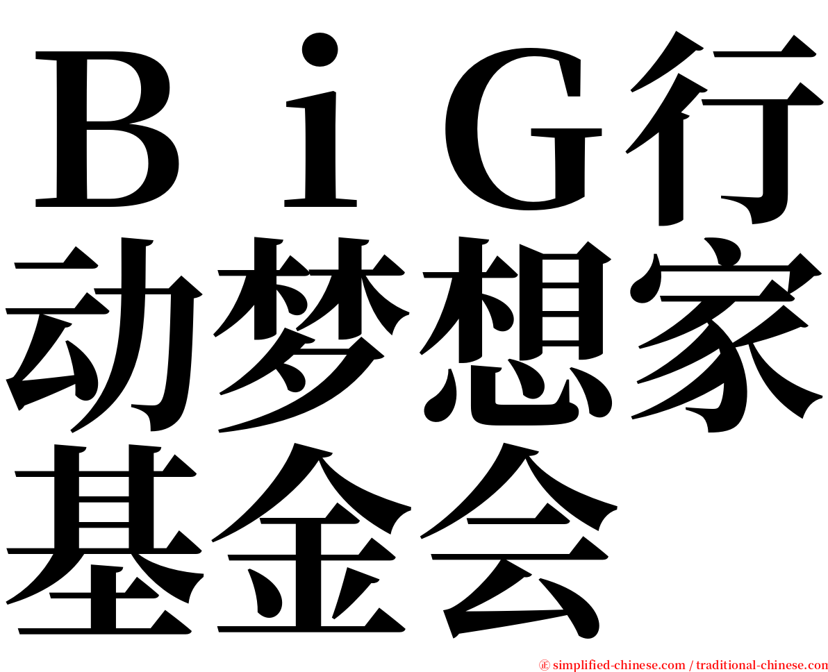 ＢｉＧ行动梦想家基金会 serif font